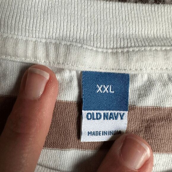 Old Navy Tan and White Striped Tee - Picture 4 of 11
